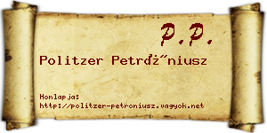 Politzer Petróniusz névjegykártya